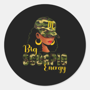Adesivo Redondo Grande Camuflagem de Energia de Escorpião Preta Bo