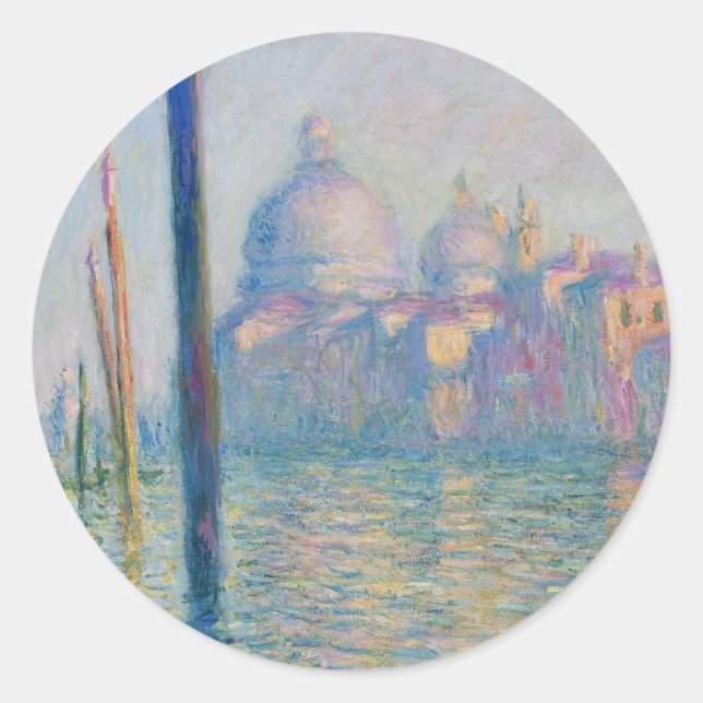 Adesivo Redondo Grande Canal Monet Veneza Itália Pintura Clássica (Frente)