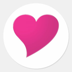 Adesivo Redondo Grande Coração de Fúchsia Rosa, Amor, Branco