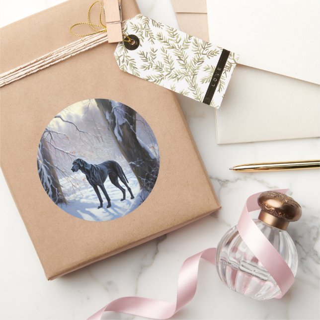 Adesivo Redondo Grande Dane, deixe nevar o Natal (Presentear)