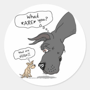 Adesivo Redondo Grande Dane e Chihuahua Black