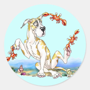Adesivo Redondo Grande Dane Kinda Crabby Fawnequin