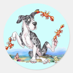 Adesivo Redondo Grande Dane Kinda Crabby MerleB UC