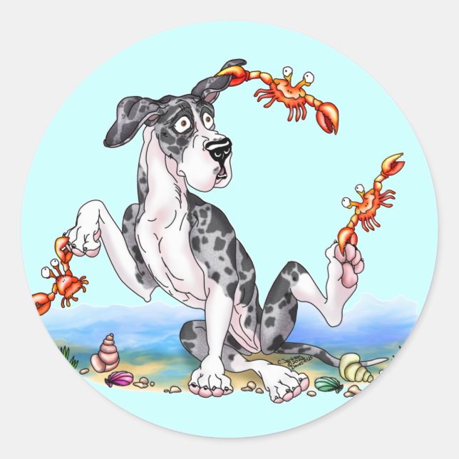 Adesivo Redondo Grande Dane Kinda Crabby MerleB UC (Frente)