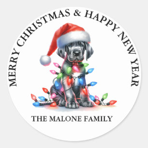 Adesivo Redondo Grande Dane Um Natal Pawsitivamente Moderno