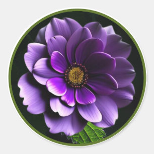 Adesivo Redondo Grande Desenho Artístico de Rosa Roxa Bonita