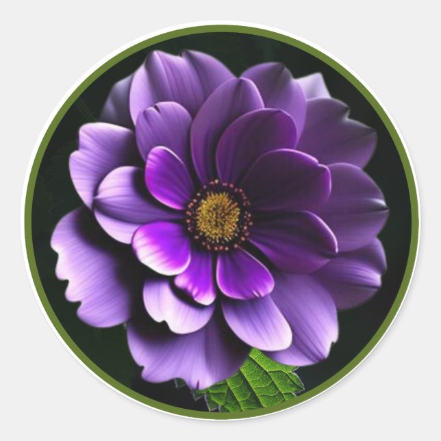 Adesivo Redondo Grande Design Rosa artístico roxo (Frente)