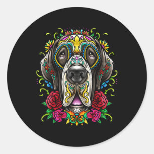 Adesivo Redondo Grande Dia De Tatuagem De Cachorro Do Morto Mexico