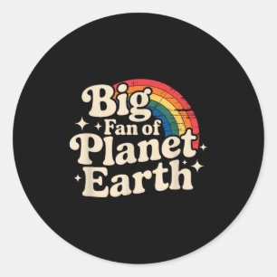 Adesivo Redondo Grande fã do planeta terra retrô anos 70 arco-íris