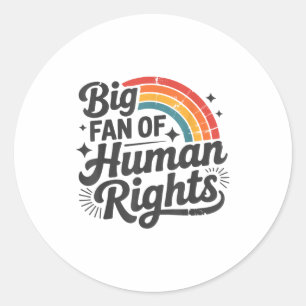 Adesivo Redondo Grande Fã dos Direitos Humanos Retro Rainbow Sitiv
