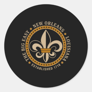Adesivo Redondo Grande Fácil Nova Orleans Louisiana Fleur De Lis E