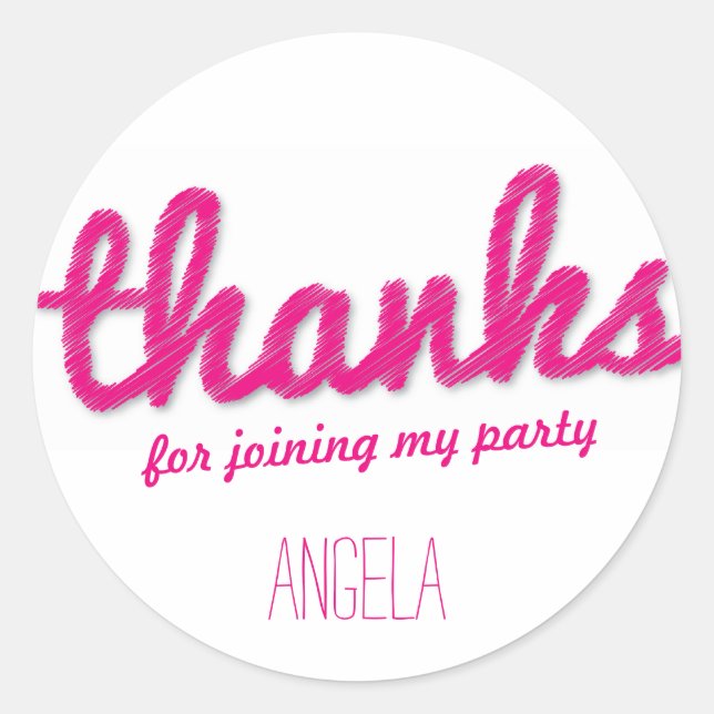 Adesivo Redondo Grande Garota De Desenhos Obrigado Festas de anive (Frente)