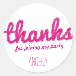 Adesivo Redondo Grande Garota De Desenhos Obrigado Festas de anive