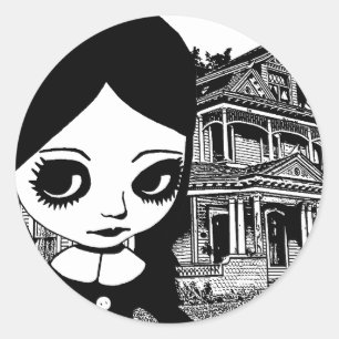 Adesivo Redondo Grande Gótico de olho Arte original assombrada