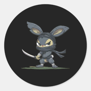 Adesivo Redondo Grande Gráfico do Coelho Ninja para uma Aventura D