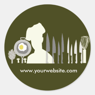 Adesivo Redondo Grande grupo do cozinhar do cozinheiro chefe