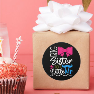 Adesivo Redondo Grande Irmã Bonita para um Pequeno Senhor para Nov