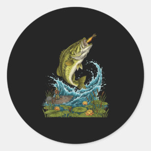 Adesivo Redondo Grande isca gráfica de peixe saltando para pescado