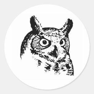Adesivo Redondo Grande logotipo da coruja Horned