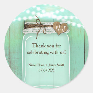 Adesivo Redondo Grande Mason Jar & Lights Mint Favor Russo