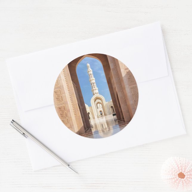 Adesivo Redondo Grande Mesquita do Sultão Qaboos (Envelope)