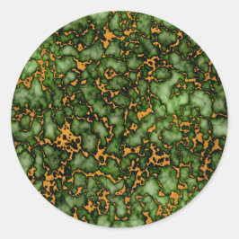 Adesivo Redondo Grande Moss Verde e Dourada Textura Marble Design