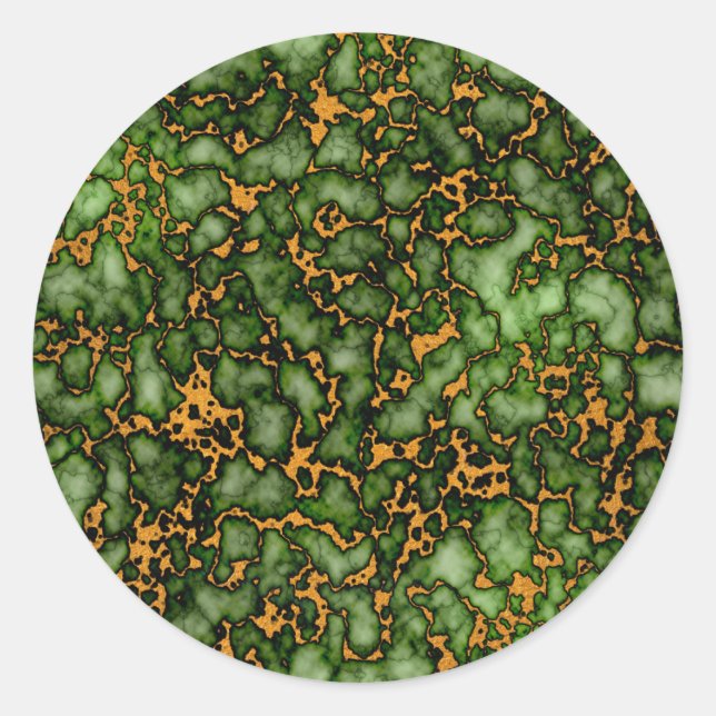 Adesivo Redondo Grande Moss Verde e Dourada Textura Marble Design (Frente)