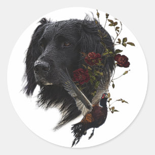 Adesivo Redondo Grande Munsterlander com faisão