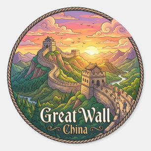 Adesivo Redondo Grande Muralha da China