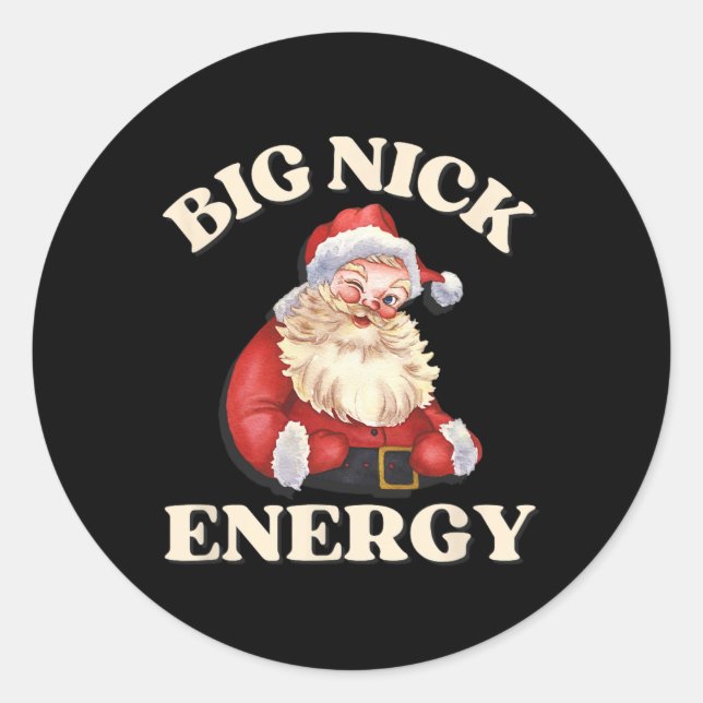 Adesivo Redondo Grande Nick Energy Papais noeis Engraçado Natal (Frente)