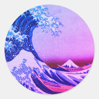 Adesivo Redondo Grande Onda de Kanagawa & Arte Japonesa /Japão