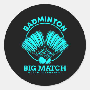 Adesivo Redondo Grande Partida de Badminton