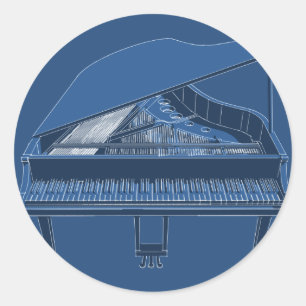 Adesivo Redondo Grande Piano: Pintura de Blueprint: