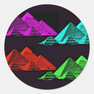 Adesivo Redondo Grande pirâmide da colagem de Giza