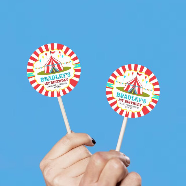 Adesivo Redondo Grande primeiro aniversario de Carnaval de Circo S (Criador carregado)