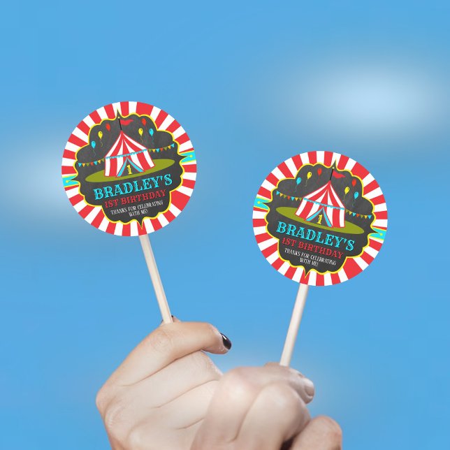 Adesivo Redondo Grande primeiro aniversario de Carnaval de Circo S (Criador carregado)