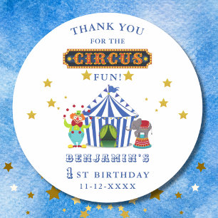 Adesivo Redondo Grande primeiro aniversario de Circo Superior Obri