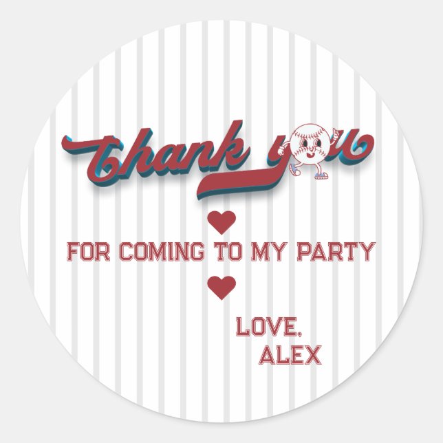 Adesivo Redondo Grande Rookie De Beisebol Do Ano Primeiro Aniversá (Frente)