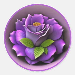 Adesivo Redondo Grande Rosa de Rosa roxo #4