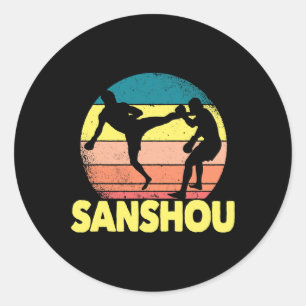 Adesivo Redondo Grande Sanshou Design Chinês Kickboxing Artes Marc
