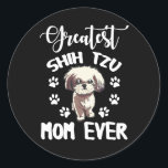 Adesivo Redondo Grande Shih Tzu Mamãe Engraçado Amantes de Cachorr<br><div class="desc">Grande Shih Tzu Mamãe Engraçado Amantes de Cachorros</div>