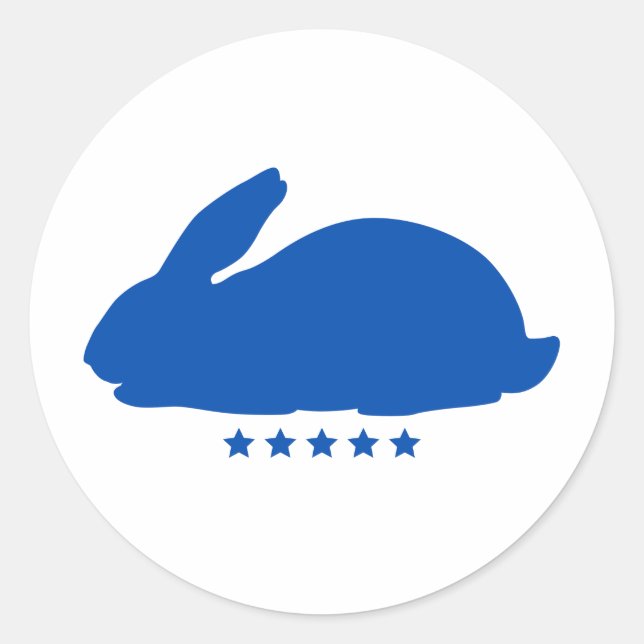 Adesivo Redondo Grande Silloute do Coelho em Azul (Frente)