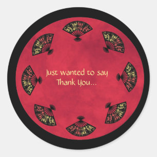 Adesivo Redondo Grande Ventilador Asiático Obrigado Vinhetas