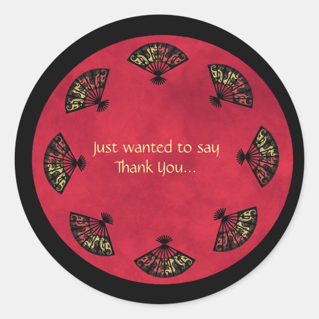 Adesivo Redondo Grande Ventilador Asiático Obrigado Vinhetas (Frente)