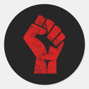 Adesivo Redondo Grande Vermelho Levantou O Primeiro Saluz Da Unida