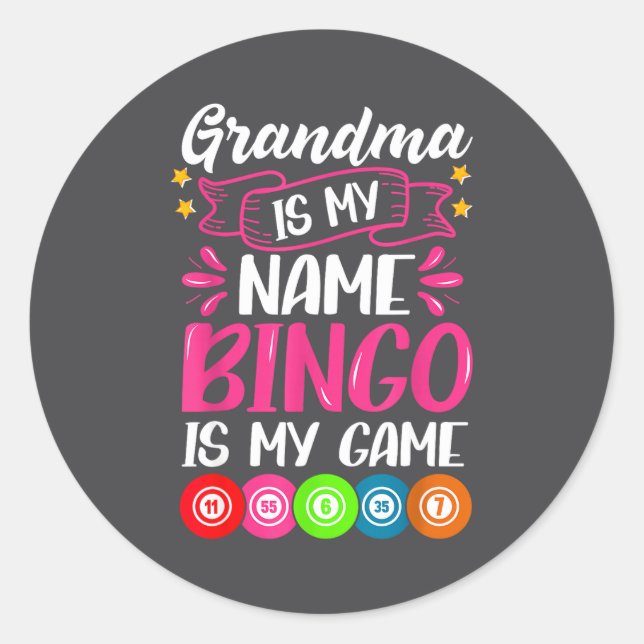 Adesivo Redondo Grandma Bingo Player Funny Bingo Quote Design  (Frente)
