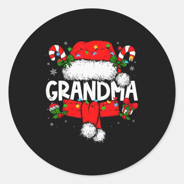 Adesivo Redondo Grandma Christmas Pajama Santa Claus Family Matchi (Frente)