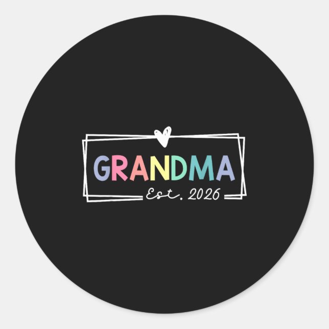 Adesivo Redondo Grandma Est 2026 Promoted To Grandma 2026 For Gran (Frente)