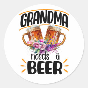 Adesivo Redondo Grandma Needs a Beer