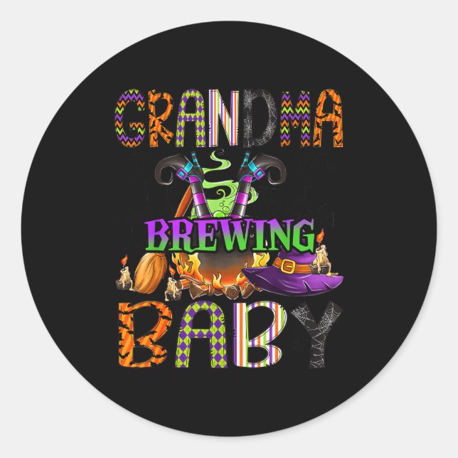 Adesivo Redondo Grandma Of Brewing Baby Halloween One Soky Grandma (Frente)